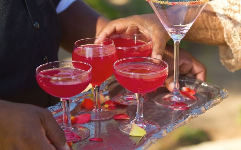 Quiri Beach Club Cat Ba signature cocktails at sunset